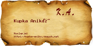 Kupka Anikó névjegykártya
